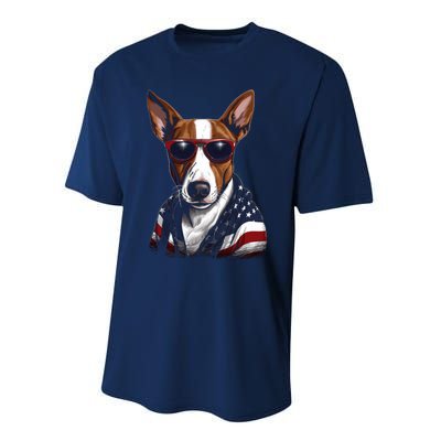 Basenji American Flag USA Tee 4th July Gifts Graphic Tees Performance Sprint T-Shirt