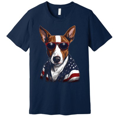 Basenji American Flag USA Tee 4th July Gifts Graphic Tees Premium T-Shirt