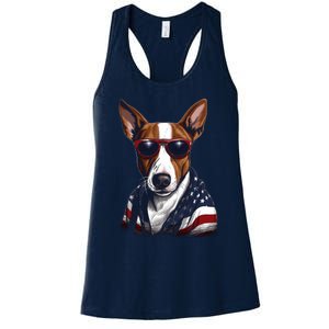 Basenji American Flag USA Tee 4th July Gifts Graphic Tees Women's Racerback Tank