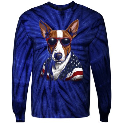 Basenji American Flag USA Tee 4th July Gifts Graphic Tees Tie-Dye Long Sleeve Shirt