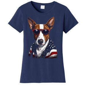 Basenji American Flag USA Tee 4th July Gifts Graphic Tees Women's T-Shirt