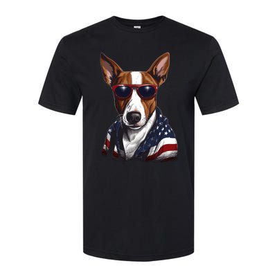 Basenji American Flag USA Tee 4th July Gifts Graphic Tees Softstyle CVC T-Shirt