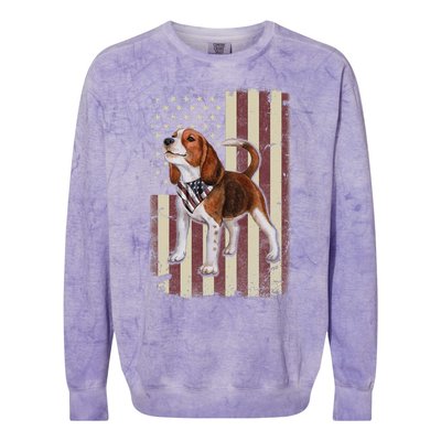 Beagle American Flag Bandana Patriotic 4th Of July Colorblast Crewneck Sweatshirt