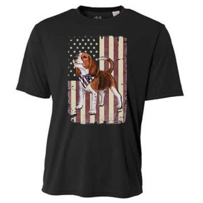 Beagle American Flag Bandana Patriotic 4th Of July Cooling Performance Crew T-Shirt