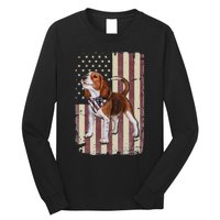 Beagle American Flag Bandana Patriotic 4th Of July Long Sleeve Shirt