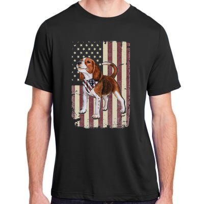 Beagle American Flag Bandana Patriotic 4th Of July Adult ChromaSoft Performance T-Shirt