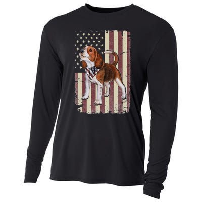 Beagle American Flag Bandana Patriotic 4th Of July Cooling Performance Long Sleeve Crew