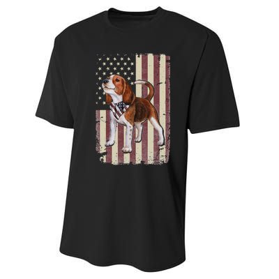 Beagle American Flag Bandana Patriotic 4th Of July Performance Sprint T-Shirt