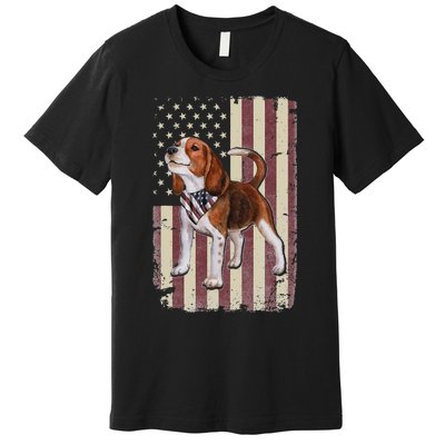 Beagle American Flag Bandana Patriotic 4th Of July Premium T-Shirt