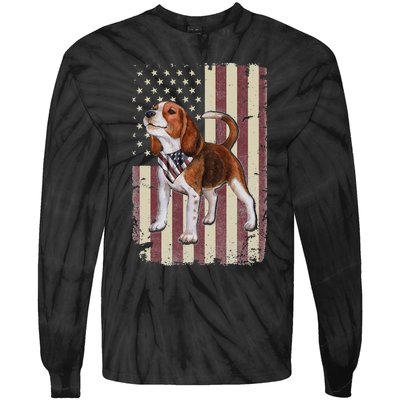 Beagle American Flag Bandana Patriotic 4th Of July Tie-Dye Long Sleeve Shirt