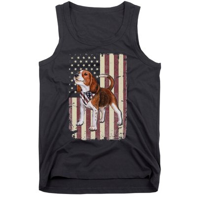 Beagle American Flag Bandana Patriotic 4th Of July Tank Top