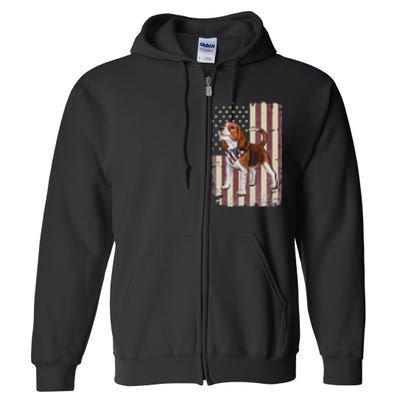 Beagle American Flag Bandana Patriotic 4th Of July Full Zip Hoodie