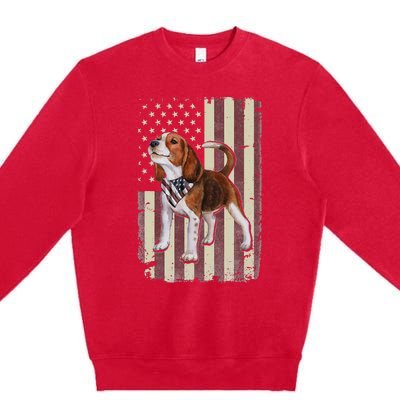 Beagle American Flag Bandana Patriotic 4th Of July Premium Crewneck Sweatshirt