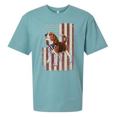 Beagle American Flag Bandana Patriotic 4th Of July Sueded Cloud Jersey T-Shirt