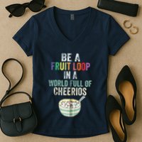 Be A Fruit Loop In A World Full Of Cheerios Women's V-Neck T-Shirt