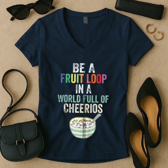 Be A Fruit Loop In A World Full Of Cheerios Women's V-Neck T-Shirt