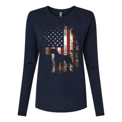 Boxer American Flag USA 4th Of July Dog Gifts Womens Cotton Relaxed Long Sleeve T-Shirt