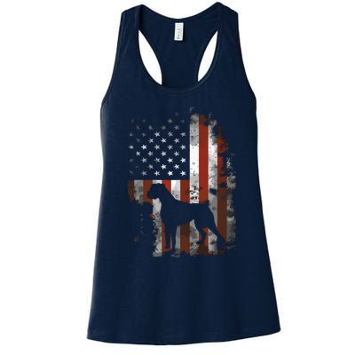 Boxer American Flag USA 4th Of July Dog Gifts Women's Racerback Tank