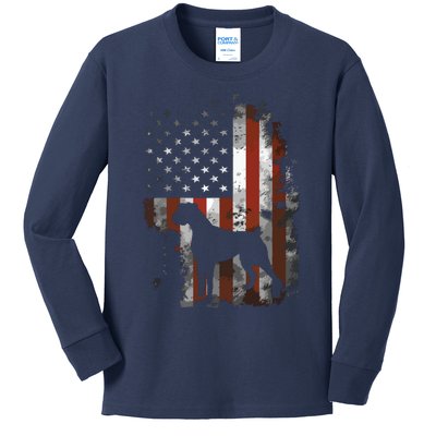 Boxer American Flag USA 4th Of July Dog Gifts Kids Long Sleeve Shirt