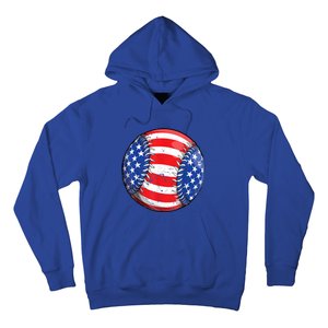 Baseball American Flag 4th Of July Retro Ball Sport Gift Hoodie