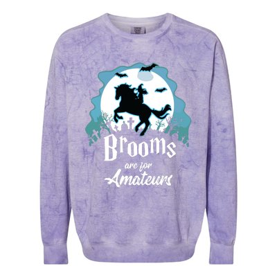 Brooms Are For Amateurs Halloween Horse Lovers Colorblast Crewneck Sweatshirt