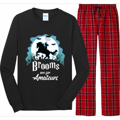 Brooms Are For Amateurs Halloween Horse Lovers Long Sleeve Pajama Set