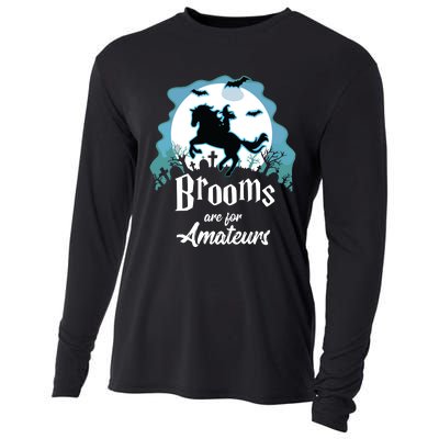 Brooms Are For Amateurs Halloween Horse Lovers Cooling Performance Long Sleeve Crew