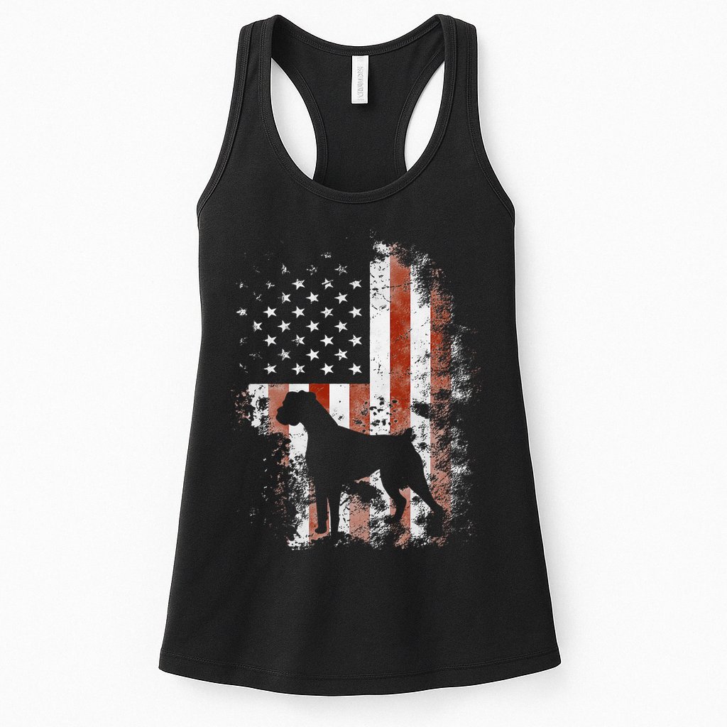 Boxer American Flag USA 4th Of July Dog Gifts Womens Tank Top