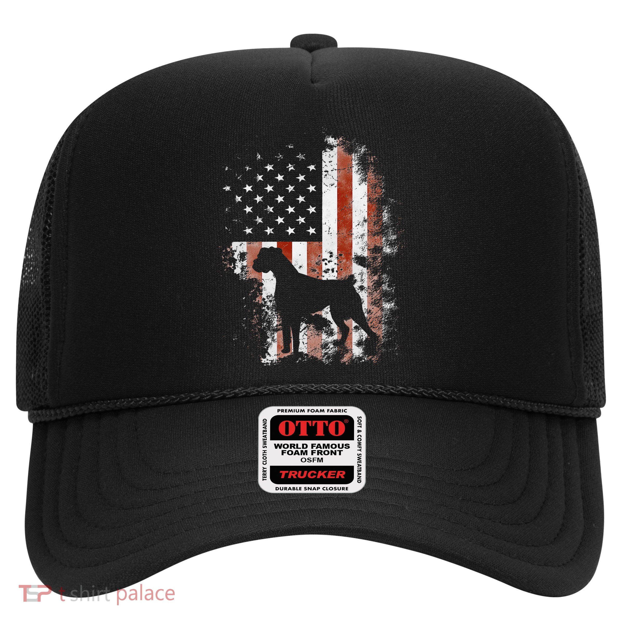 Boxer American Flag USA 4th Of July Dog Gifts Trucker Hat