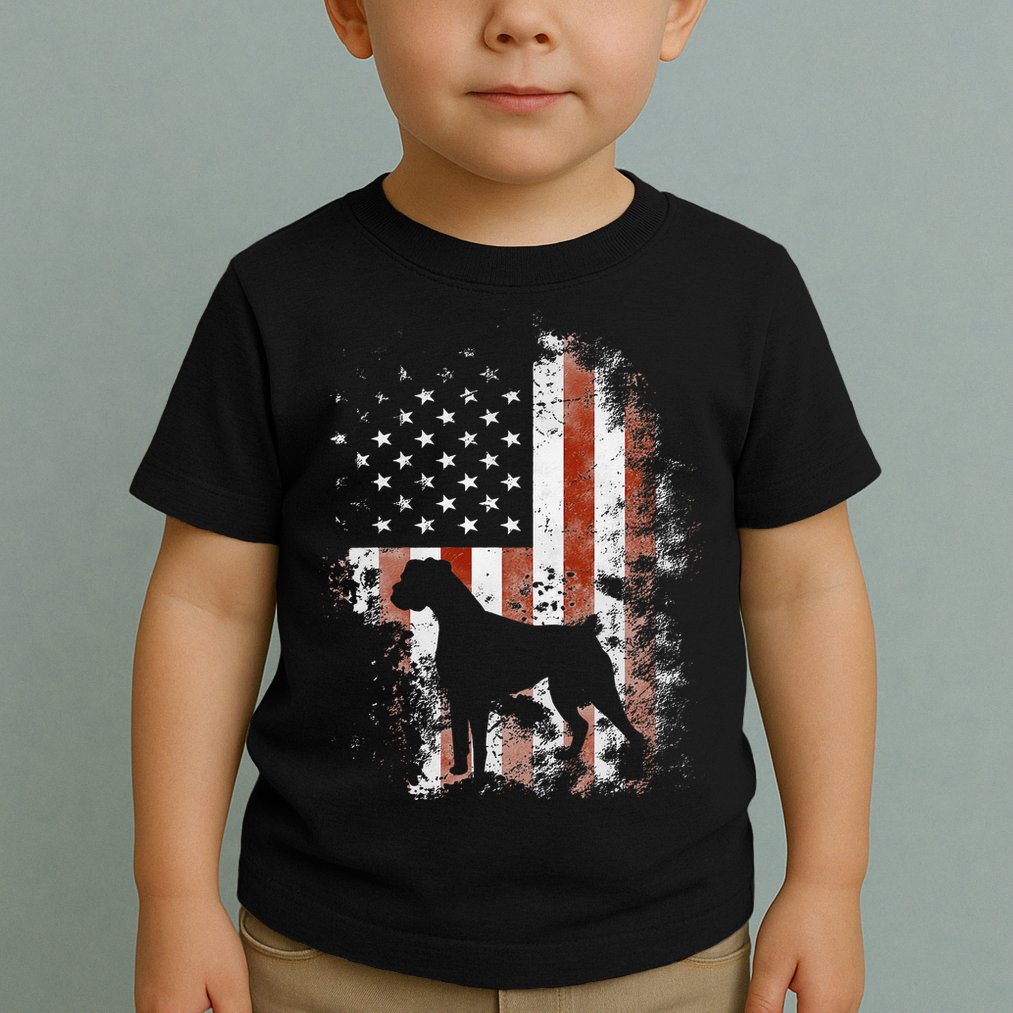 Boxer American Flag USA 4th Of July Dog Gifts Toddler T-Shirt