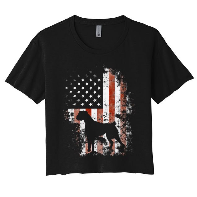 Boxer American Flag USA 4th Of July Dog Gifts Crop Top