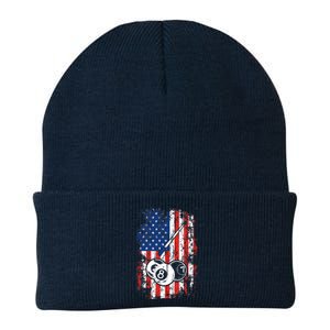 Billiards American Flag Cue Pool Balls Billiard Player Knit Cap Winter Beanie