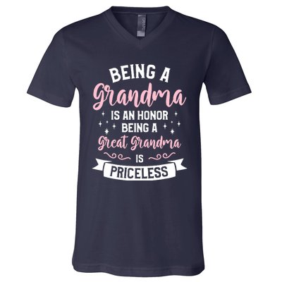 Being A Grandma Is An Honor Being A Great Grandma V-Neck T-Shirt