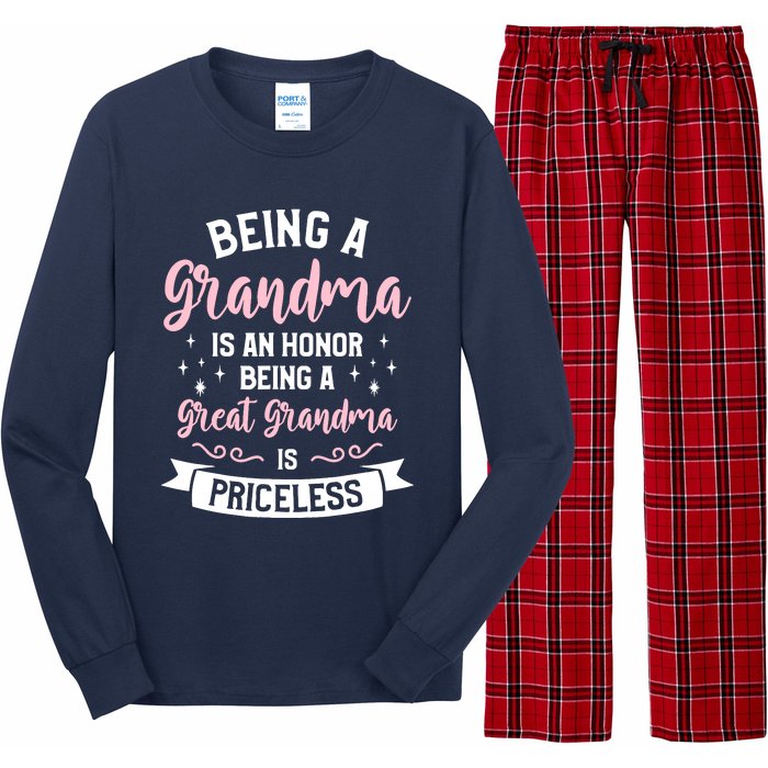 Being A Grandma Is An Honor Being A Great Grandma Long Sleeve Pajama Set