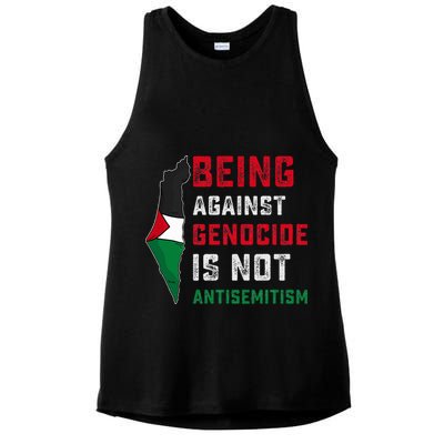Being Against Genocide Is Not Antisemitism Support Palestine Ladies PosiCharge Tri-Blend Wicking Tank