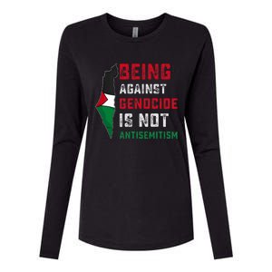 Being Against Genocide Is Not Antisemitism Support Palestine Womens Cotton Relaxed Long Sleeve T-Shirt