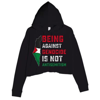 Being Against Genocide Is Not Antisemitism Support Palestine Crop Fleece Hoodie