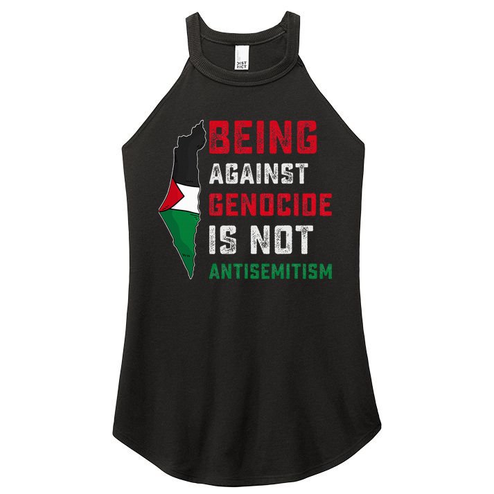 Being Against Genocide Is Not Antisemitism Support Palestine Women's Perfect Tri Rocker Tank