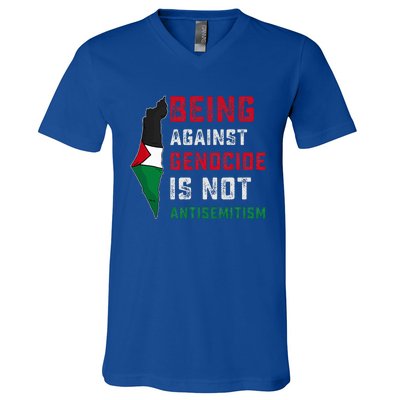 Being Against Genocide Is Not Antisemitism Support Palestine V-Neck T-Shirt