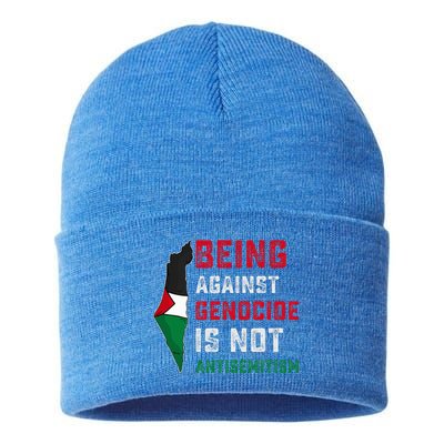 Being Against Genocide Is Not Antisemitism Support Palestine Sustainable Knit Beanie