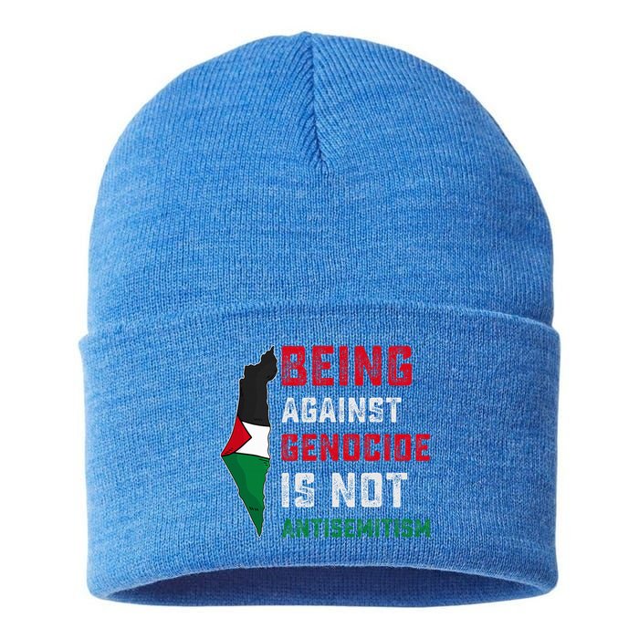 Being Against Genocide Is Not Antisemitism Support Palestine Sustainable Knit Beanie