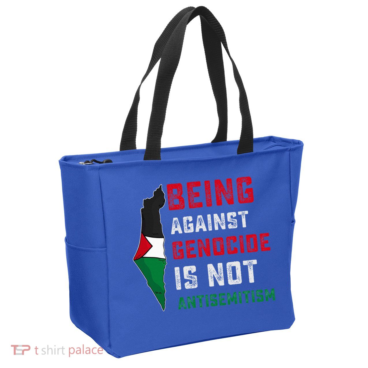 Being Against Genocide Is Not Antisemitism Support Palestine Zip Tote Bag