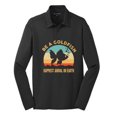 Be A Goldfish Happiest Animal On Earth Silk Touch Performance Long Sleeve Polo