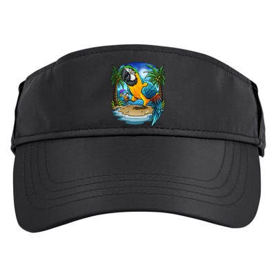 Blue And Gold Macaw Parrot Drinking Margaritas Vacation Bird Adult Drive Performance Visor