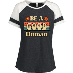 Be A Good Hu Retro Positive Thinking Gift Enza Ladies Jersey Colorblock Tee