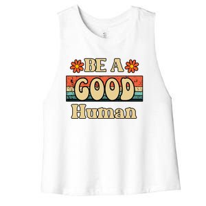 Be A Good Hu Retro Positive Thinking Gift Women's Racerback Cropped Tank