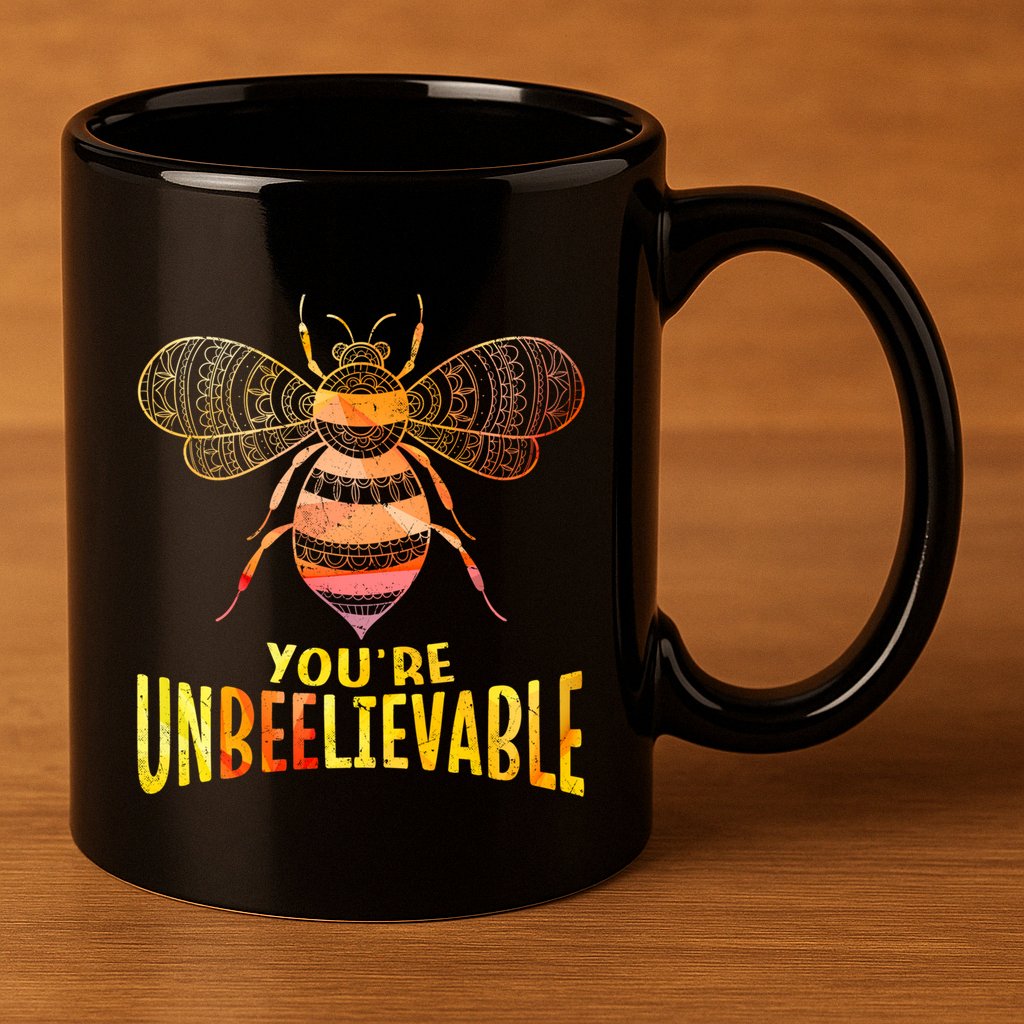 Bee Art Graphic Unbeelievable Bees Meaningful Gift 11oz C Handle Ceramic Mug