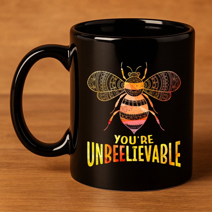 Bee Art Graphic Unbeelievable Bees Meaningful Gift 11oz C Handle Ceramic Mug