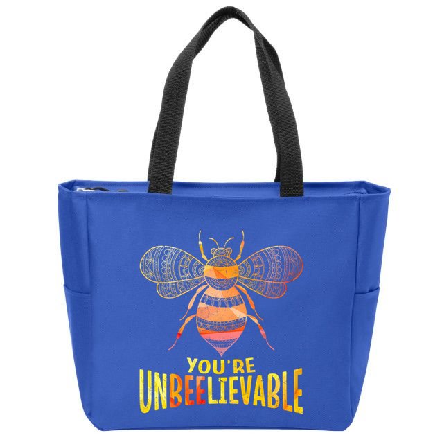 Bee Art Graphic Unbeelievable Bees Meaningful Gift Zip Tote Bag