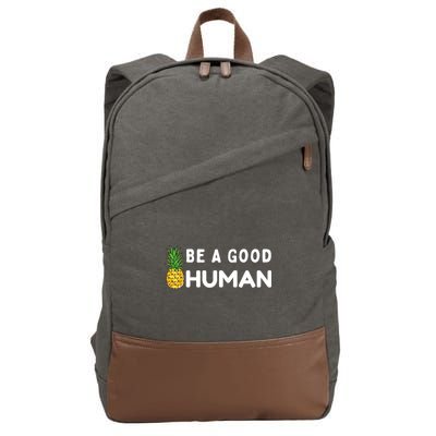 Be A Good Human Funny Down Syndrome Day Gift Cotton Canvas Backpack